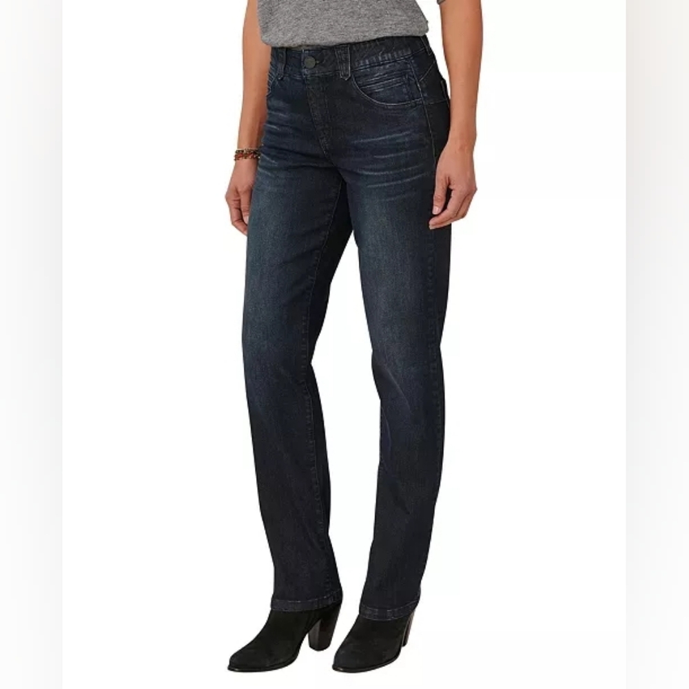 NWT Democracy "Ab"solution Straight Leg Dark Blue Wash Jeans Women's 14P